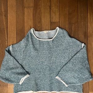POL Teal and White Crew Neck Sweater